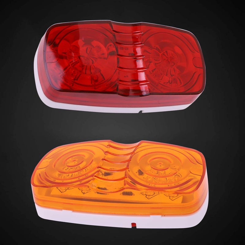 HHCSOP 13Pcs Amber/Red Trailer Marker Light 10LED Double Bullseye Side Marker Lights Tiger Eye Lamp 4x2 Rectangle Led Light Indicators Surface Mount RV Camper Trucks, 2 Wire - Image 5